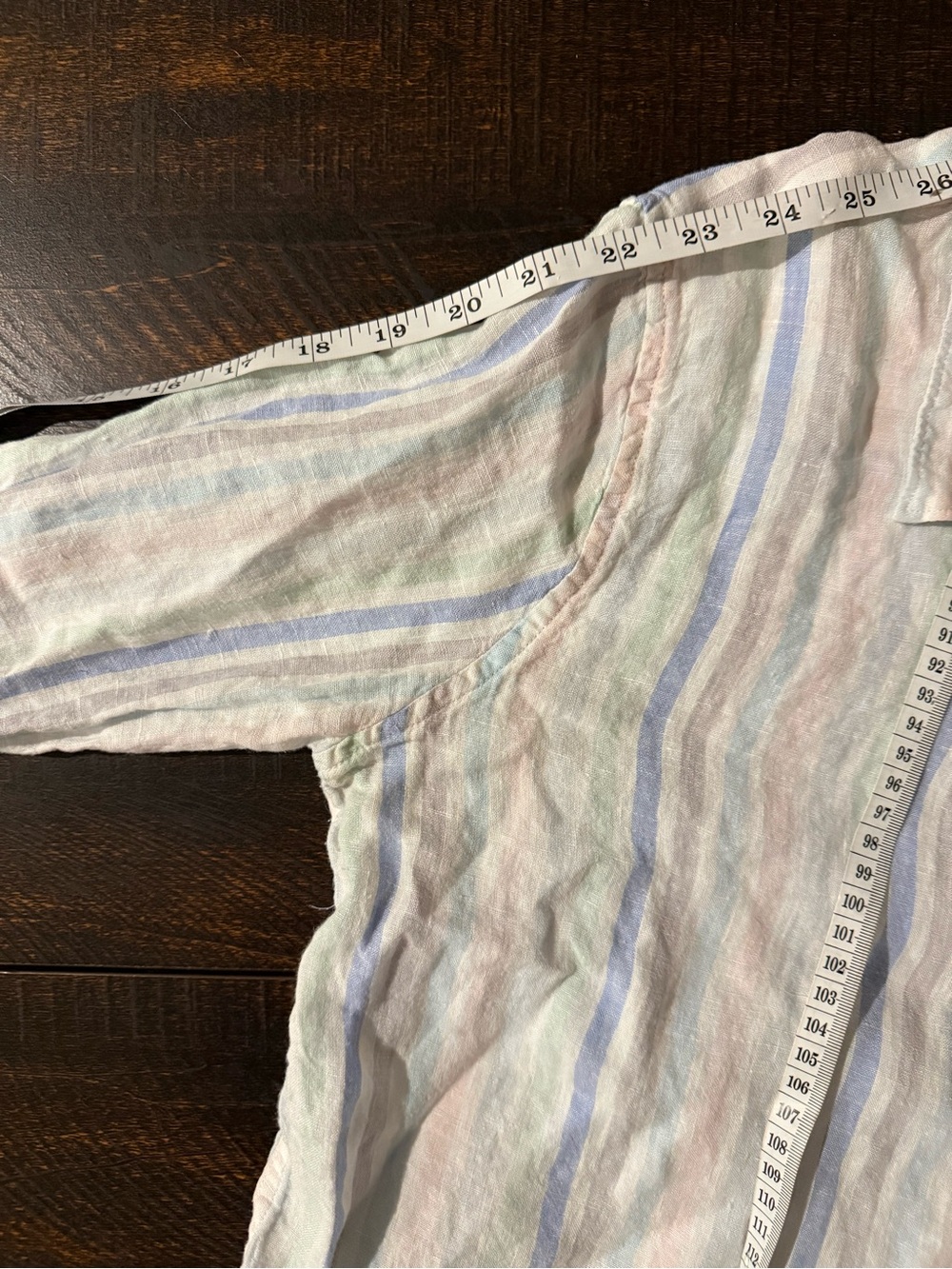 GAP 100% Linen Pastel Stripe Boyfriend Fit Button Front Shirt Medium - Picture 12 of 13